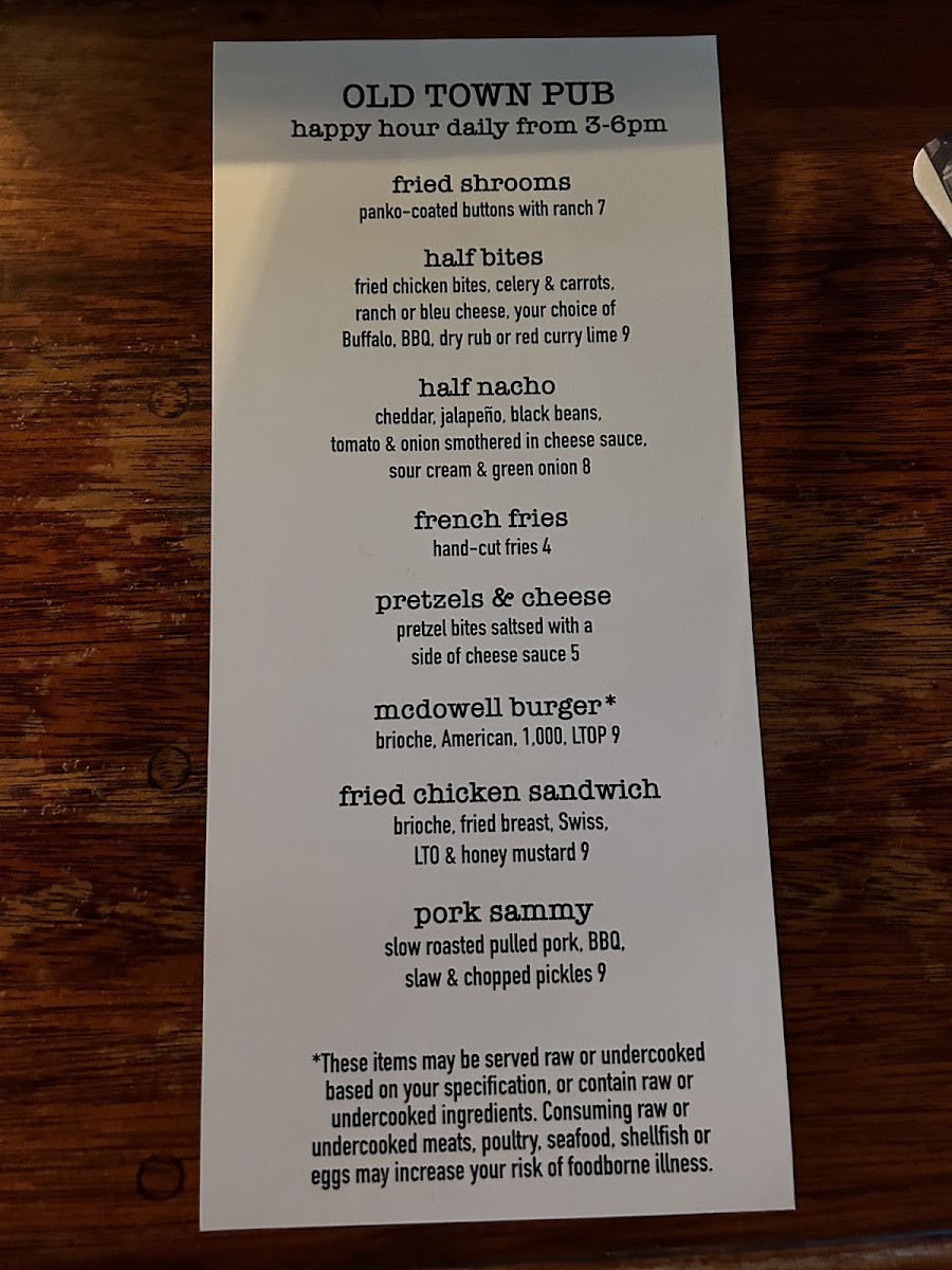 Menu Old Town Pub & Restaurant-10