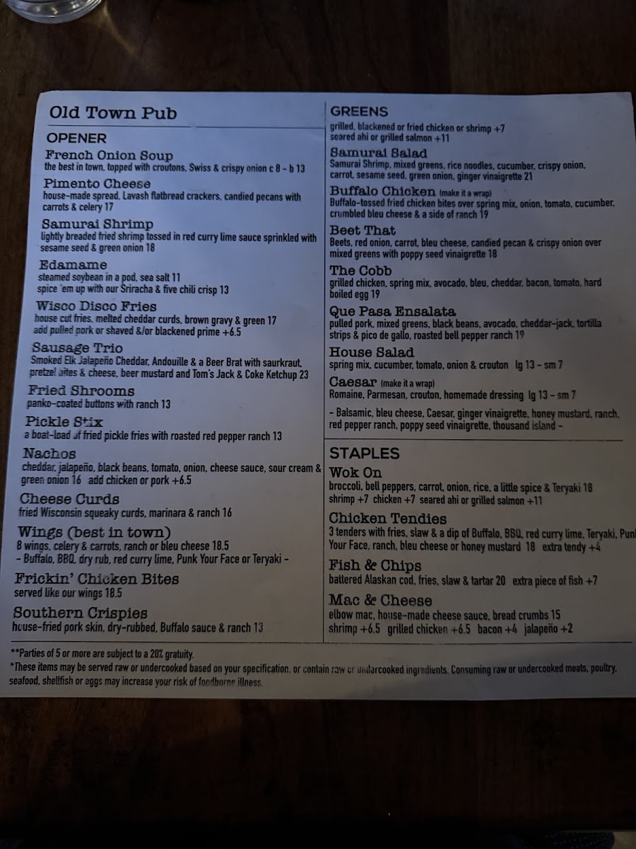 Menu Old Town Pub & Restaurant-2