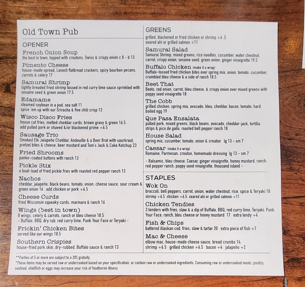 Menu Old Town Pub & Restaurant-3