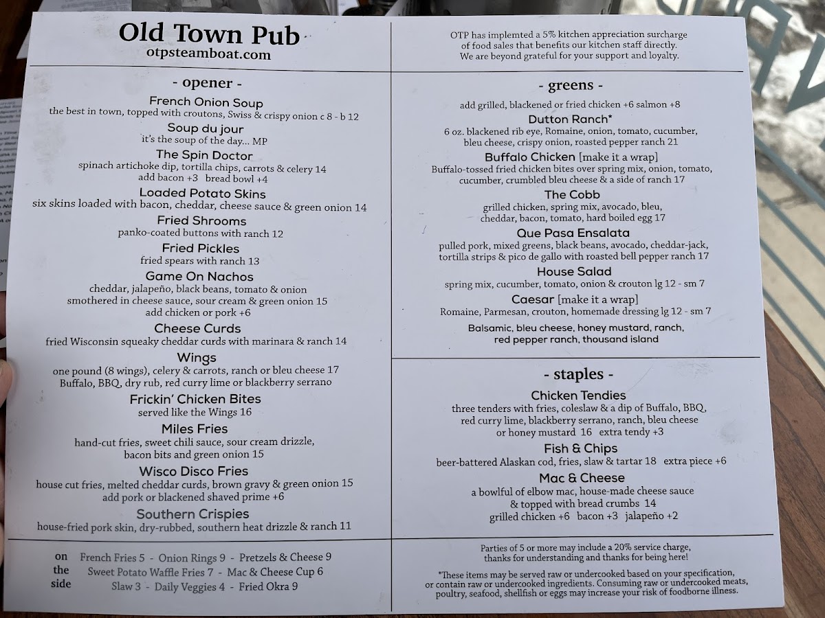 Menu Old Town Pub & Restaurant-7