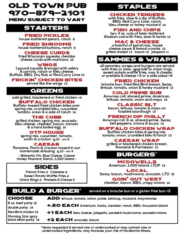 Menu Old Town Pub & Restaurant-8